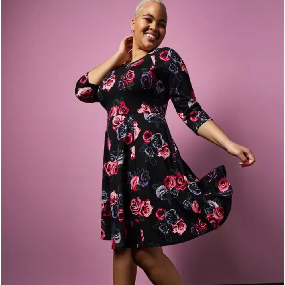 Torrid x Betsey Johnson Floral Ponte Skater  Dress Sz 0/L/12